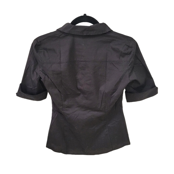 Black fitted button down blouse 3/4 sleeve small Dynamite - Picture 5 of 11